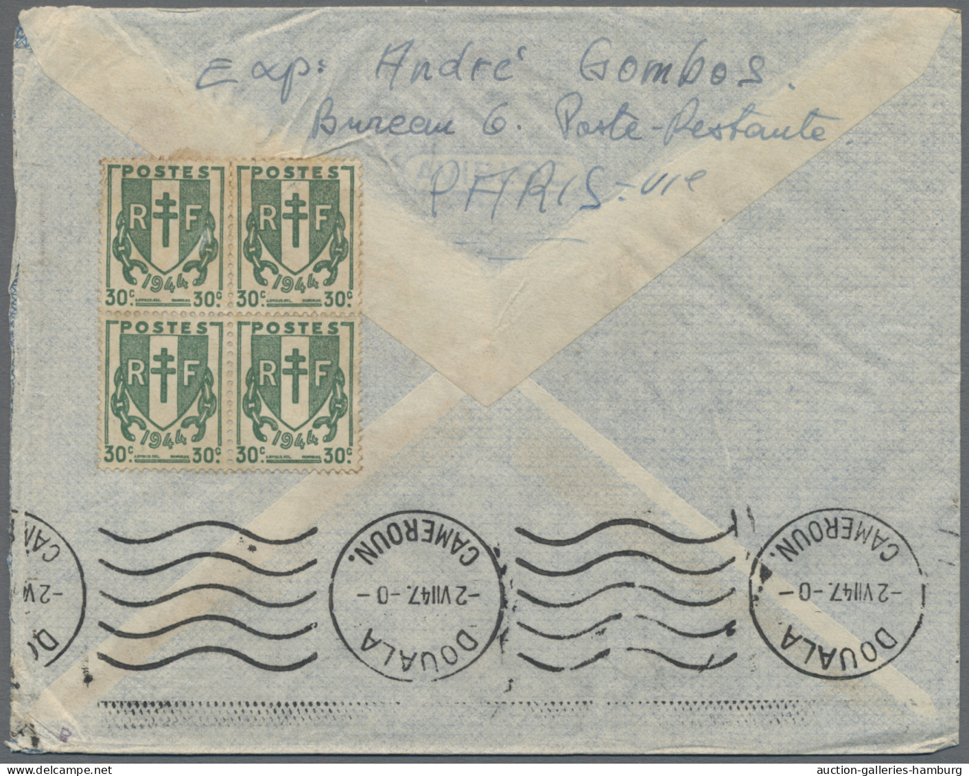 France: 1946-1961, ca. 150 Luftpostbriefe aus Frankreich an eine Adresse in Dual