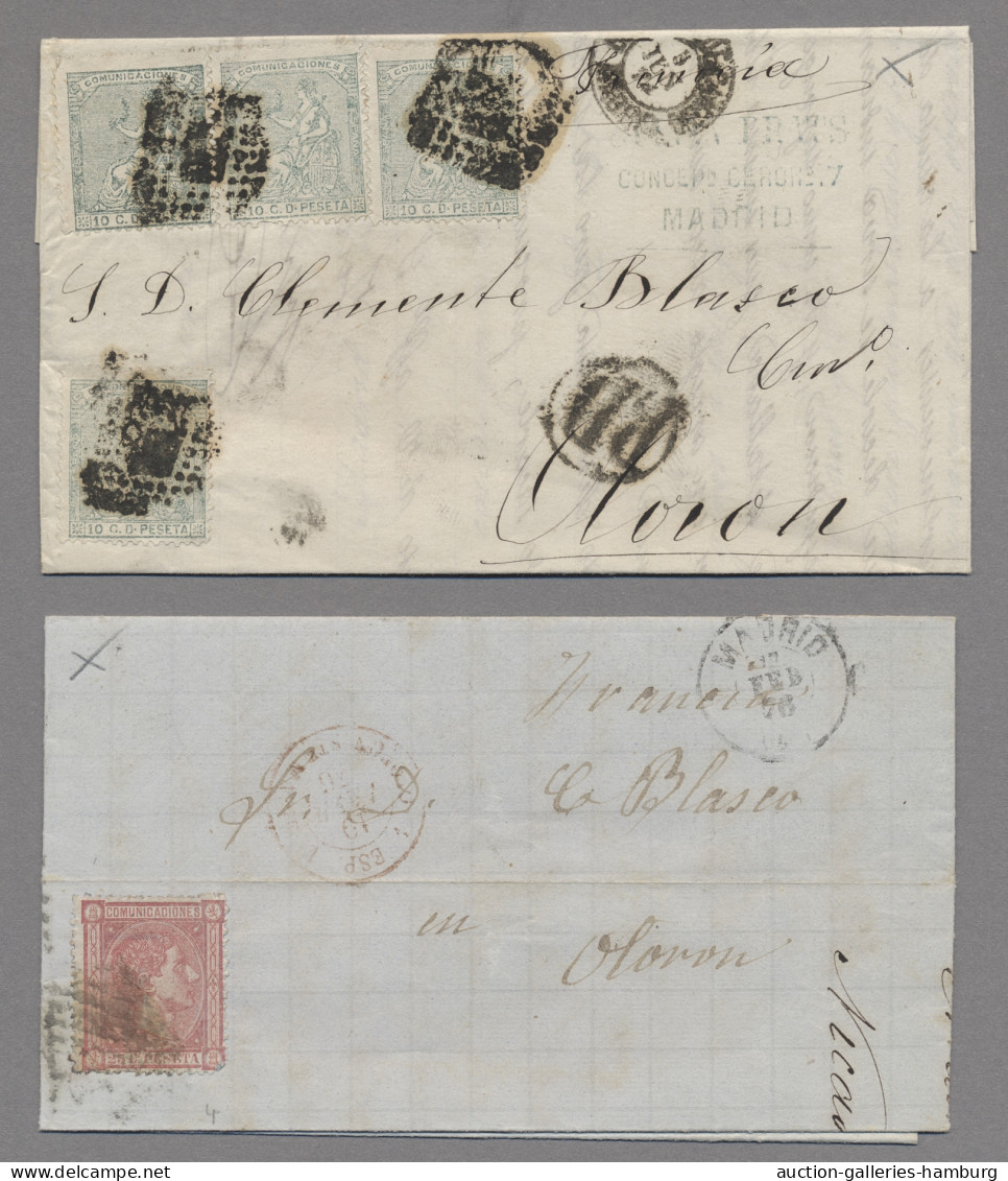 Spain: 1858-1879 (c.), The Remarkable Holding Of Approximately 550 Franked ELs, - Autres & Non Classés