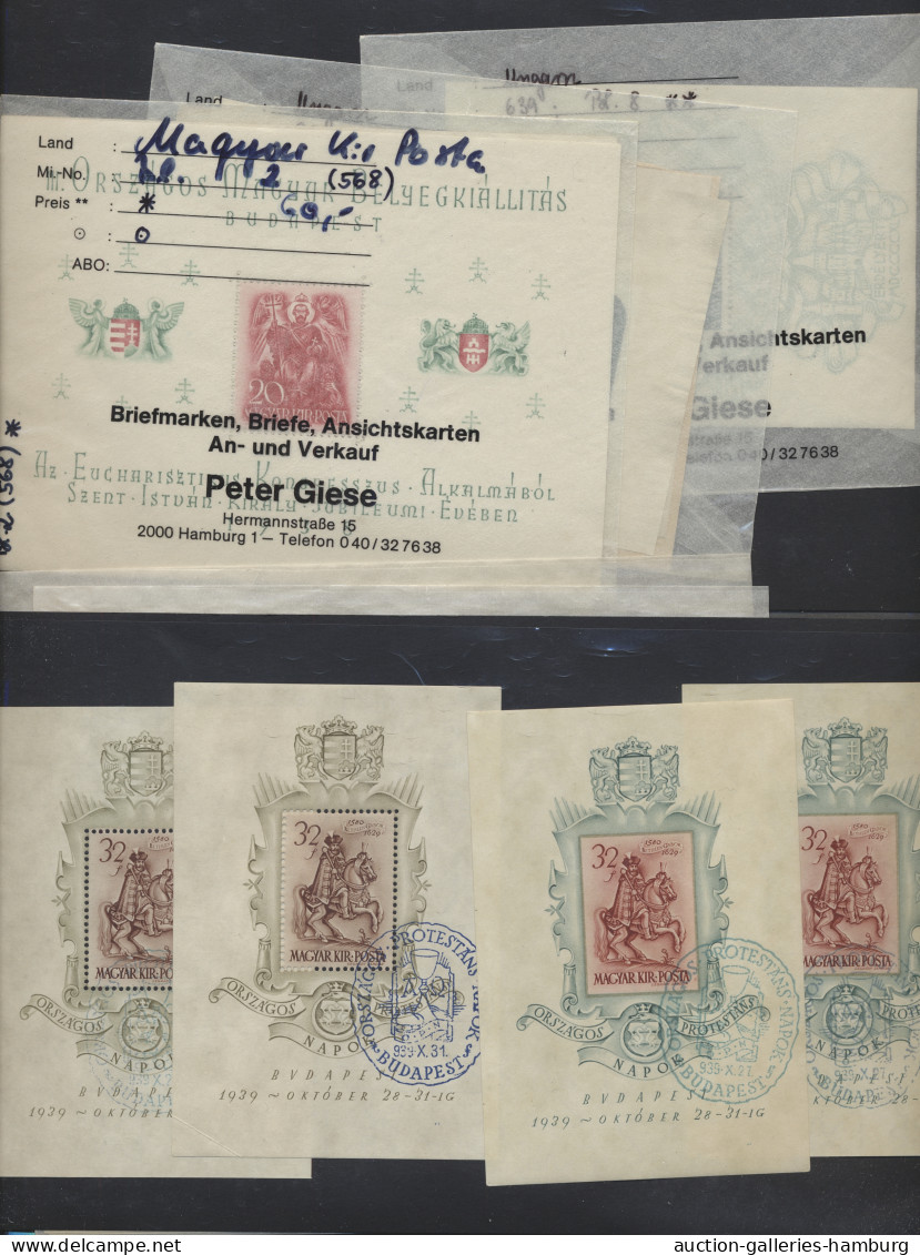 Hungary: 1871-1988, zwei Händlerlagerbucher in Ringbindern, sehr dicht gefüllt m