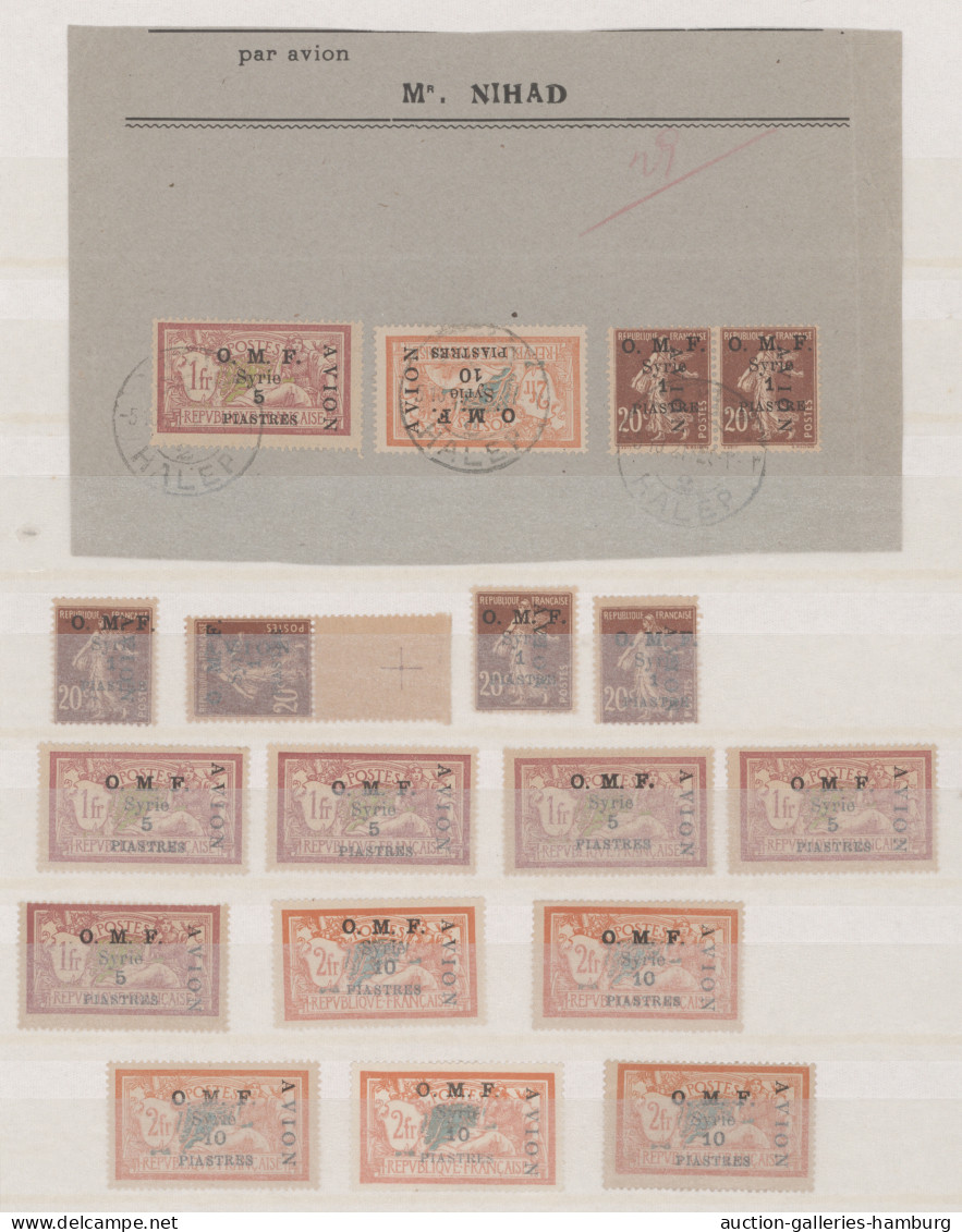 Syria: 1921, Airmails With Vertical "AVION" Surcharge, Mint Lot Incl. 1pi. (4), - Syria