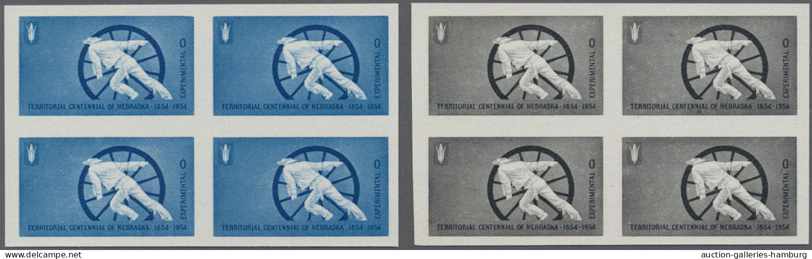 United States Of America: 1954, Nebraska Test Stamps, Design "Frontier Man Pushe - Autres