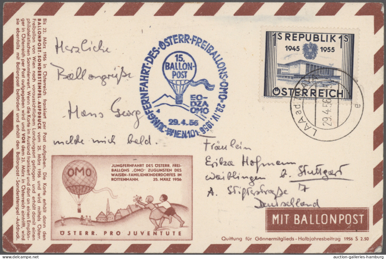 Balloon Mail: 1912/1964, Deutsche/Österreichische Ballonpost, Partie Von 16 Bele - Airships