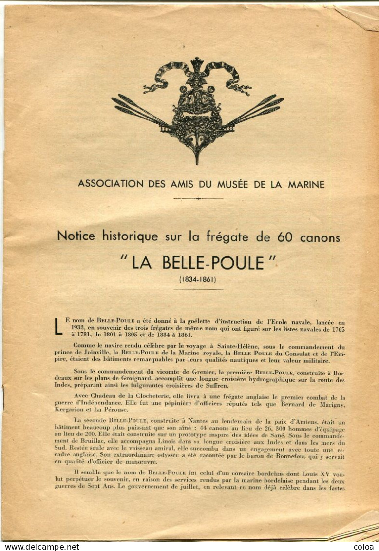 Association Des Amis Du Musée De La Marine Maquette La Belle Poule Plan En 5 Feuilles 1/75° - Andere Plannen