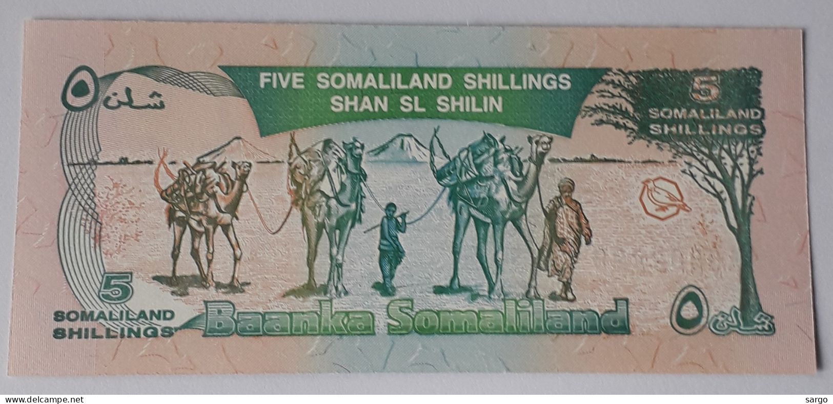 SOMALILAND - SOMALIA  - 5 SHILLINGS - P 1  (1994)  - UNC -  BANKNOTES - PAPER MONEY - CARTAMONETA - - Somalie