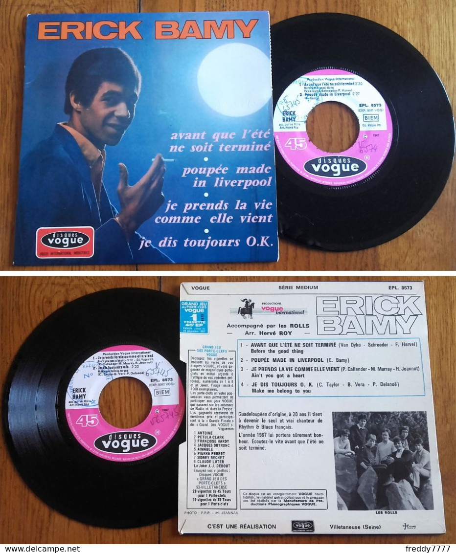 RARE French EP 45t RPM BIEM (7") ERICK BAMY Avec Les ROLLS «Avant Que L'été Ne Soit Terminé» +3 (1967) - Blues