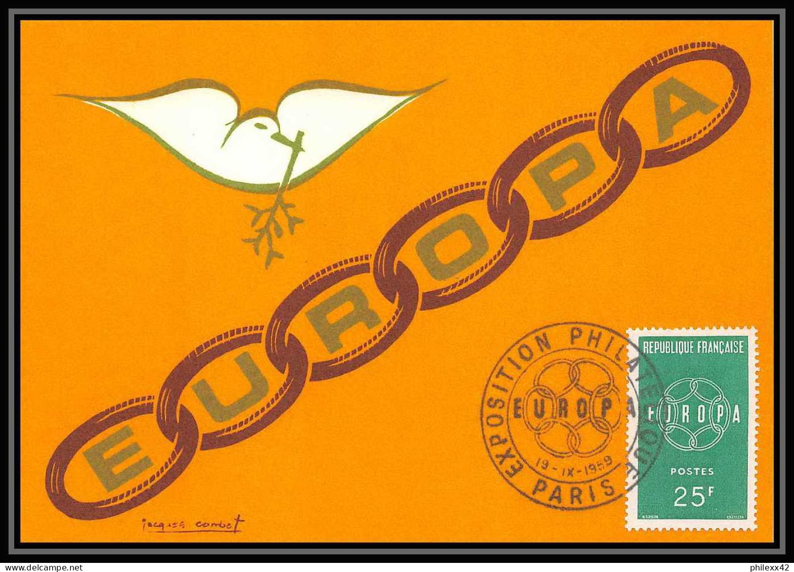 1408/ Carte Maximum (card) France N°1218/1219 Europa 1959 Fdc Premier Jour Paris Edition Parison - 1959