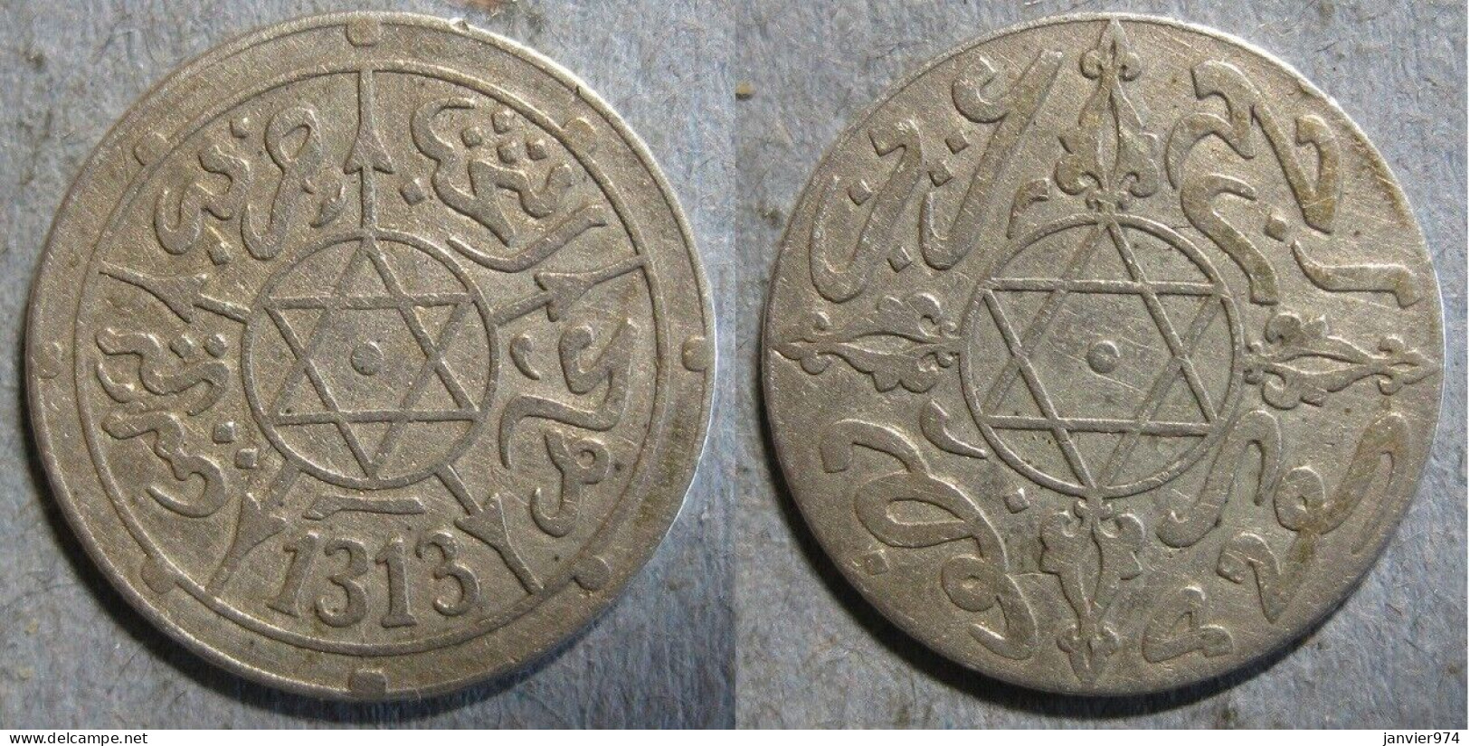 Maroc. 1/2 Dirham (1/20 Rial) AH 1313 - 1896 Berlin , En Argent, Lec# 103 - Y# 9.1 - Maroc