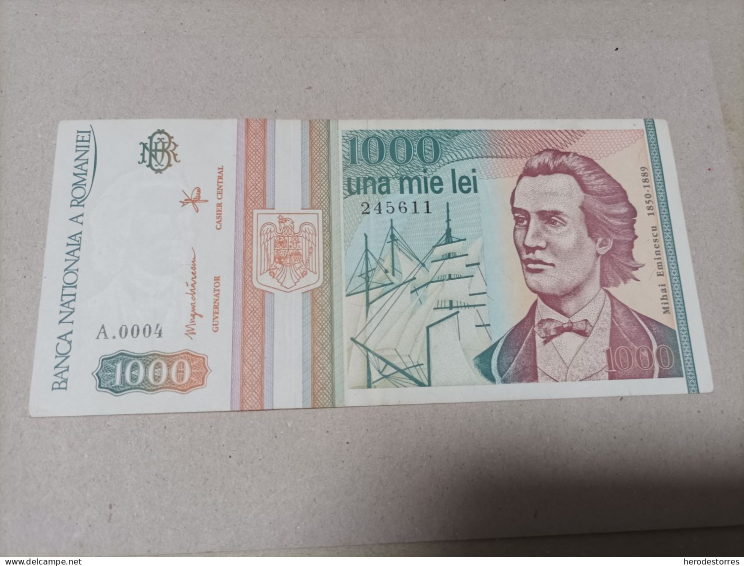 Billete De Rumania De 1000 Lei, Año 1993, Serie A0004 - Romania