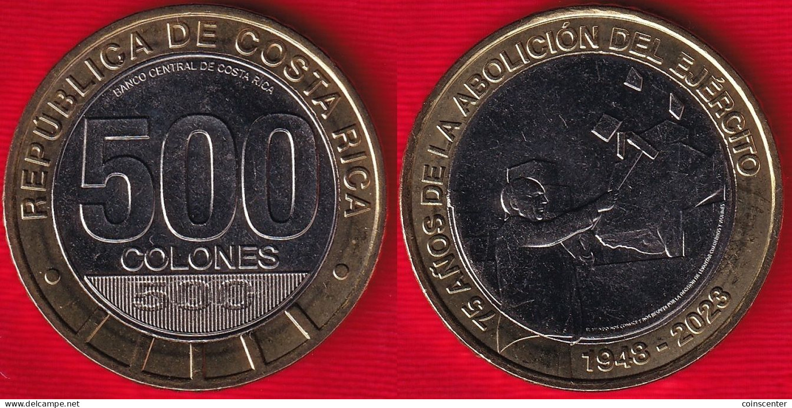 Costa Rica 500 Colones 2023 "Abolition Of The Army" BiMetallic UNC - Costa Rica