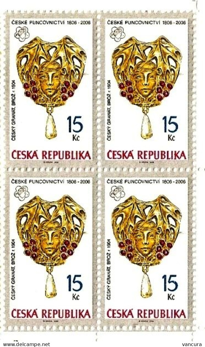 ** 482-3 Czech Republic Czech Jewelry 2006 - Blocks Of 4 Garnets Silver Gold - Ungebraucht