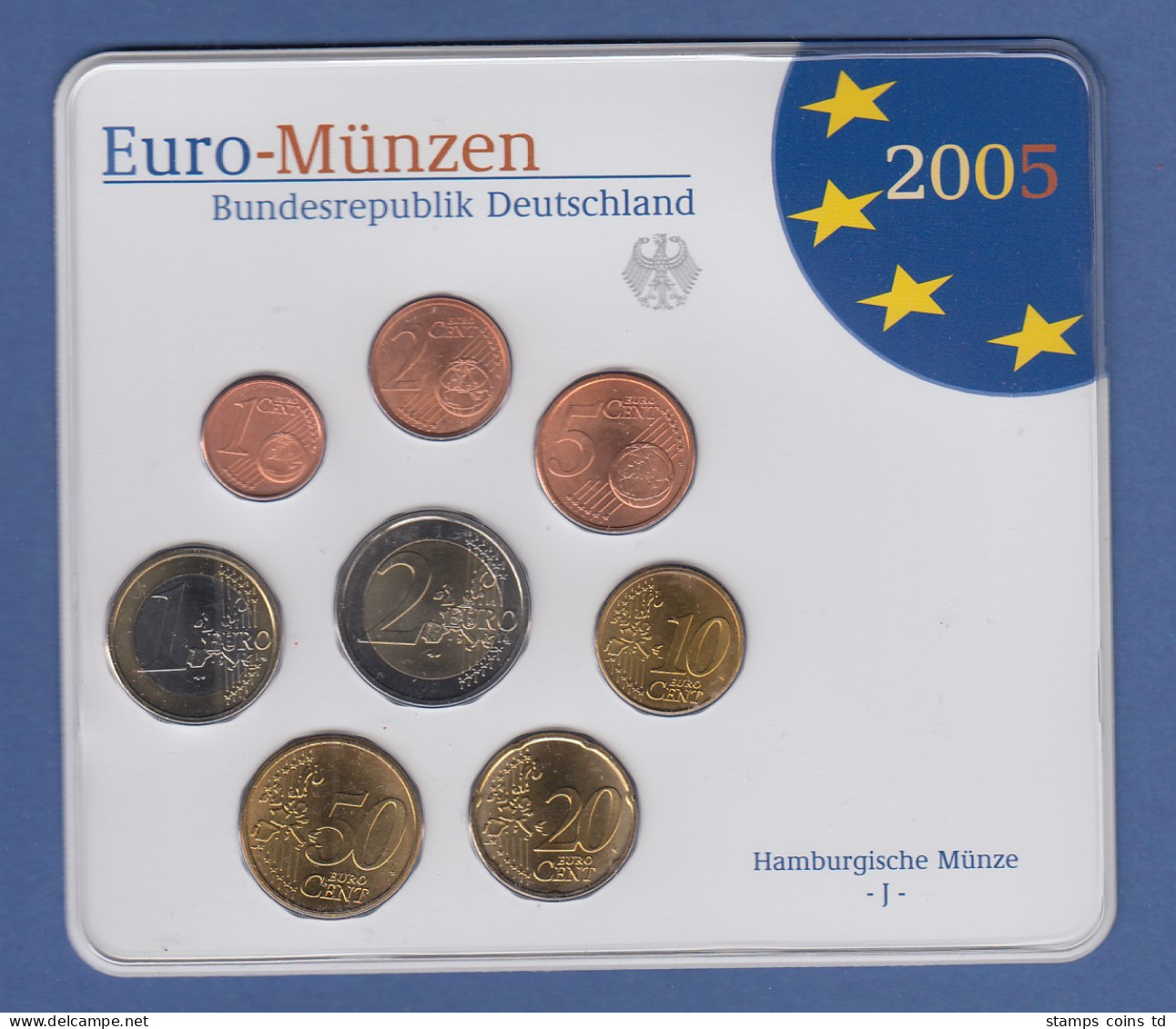 Bundesrepublik EURO-Kursmünzensatz 2005 J Normalausführung Stempelglanz - Ongebruikte Sets & Proefsets