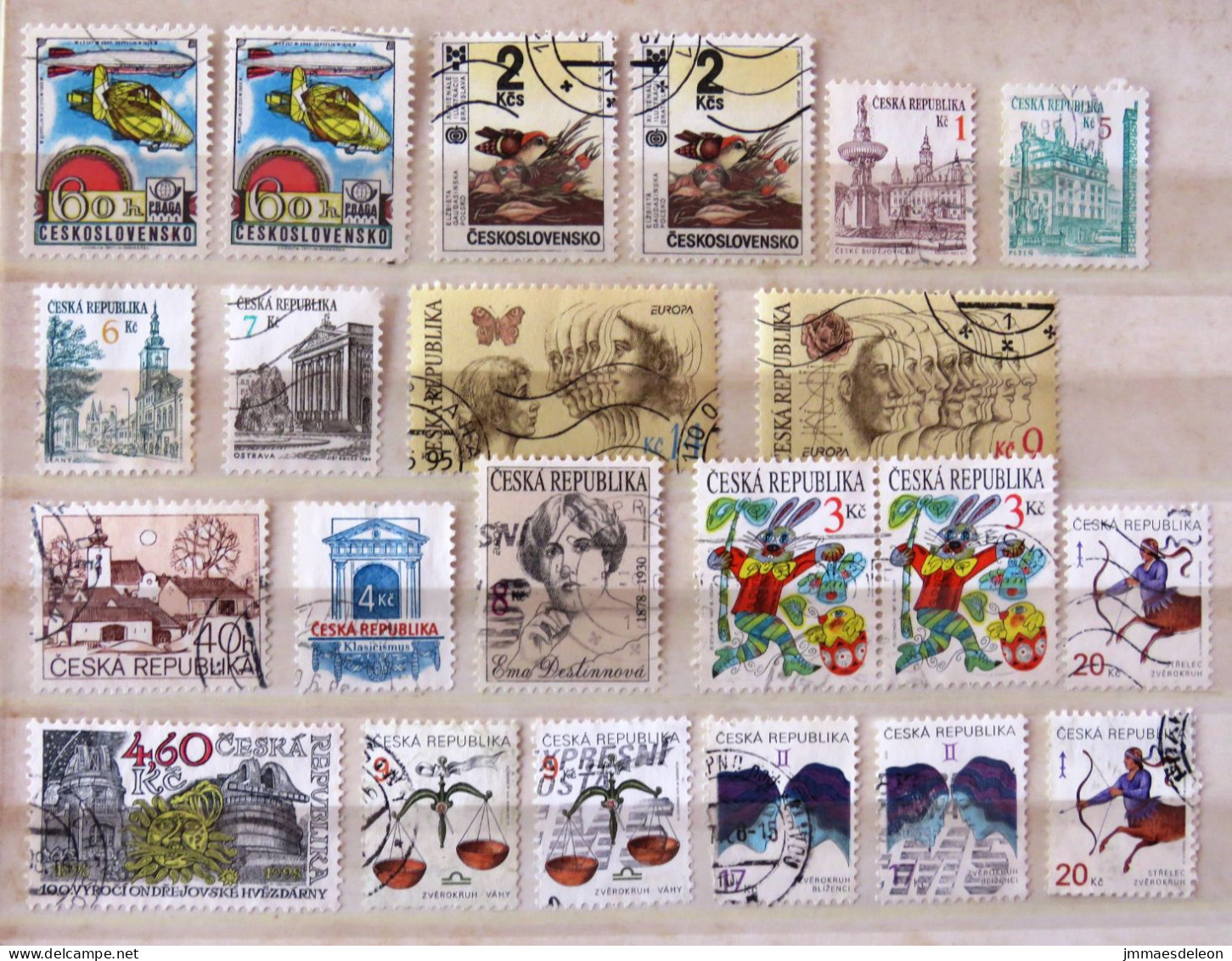 Czechoslovakia Czech Rep. 1977 - 1995 Castles Churches Balloons Birds Women Europa Zodiac Bow Rabbit Butterfly - Gebraucht