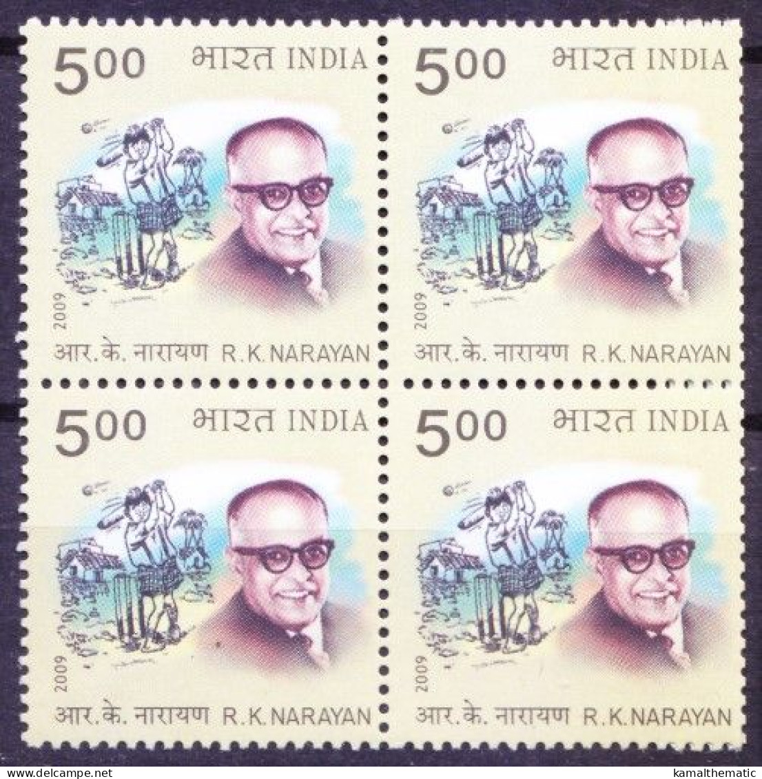 India 2009 MNH Blk, R. K. Narayan Writer, Novelist, Cricket Sports - Cricket