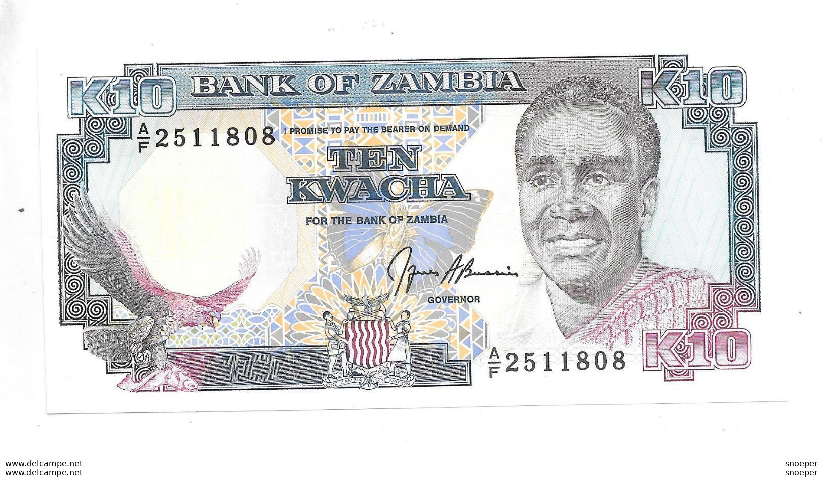 *zambia 10 Kwacha 1989  31b   Unc - Sambia