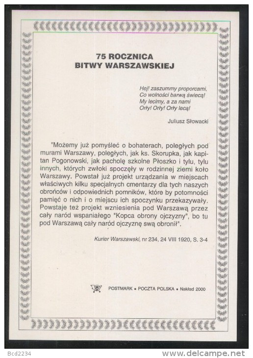 POLAND 1995 75TH ANNIV BATTLE OF WARSAW LTD ED 2000 COMM FOLDER WW1 POLISH-BOLSHEVIK WAR - Lettres & Documents