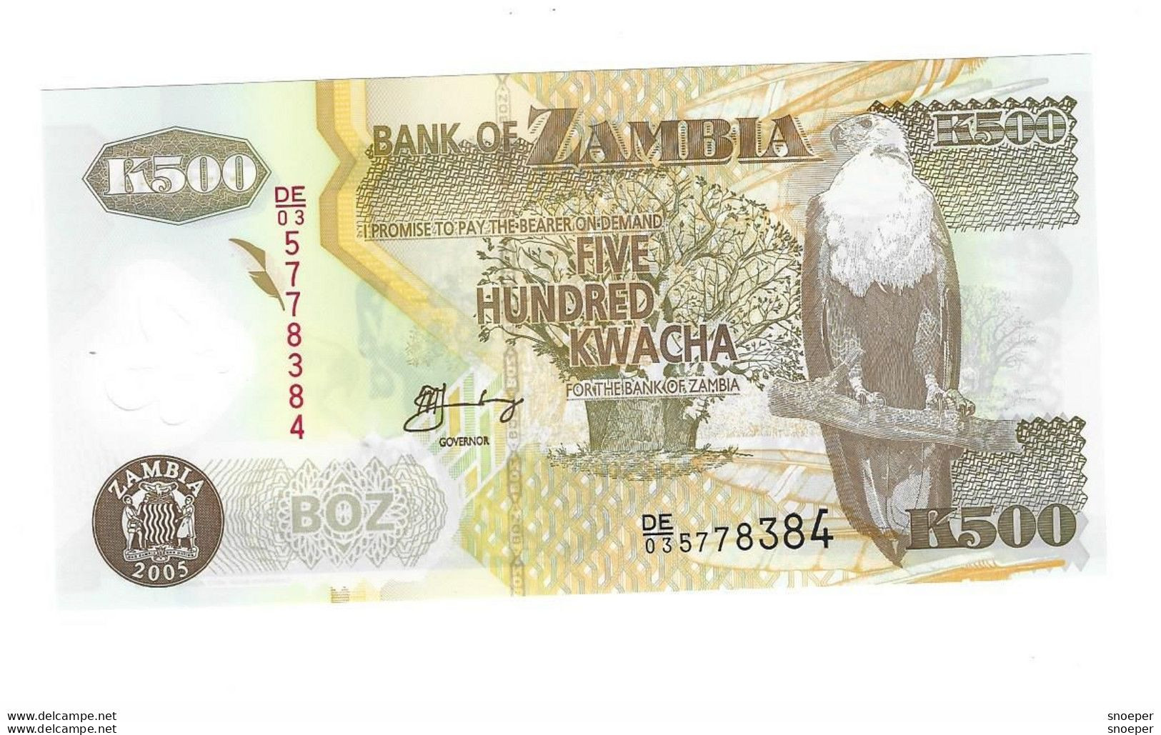 *zambia 500 Kwacha 2005 43d  Unc - Sambia