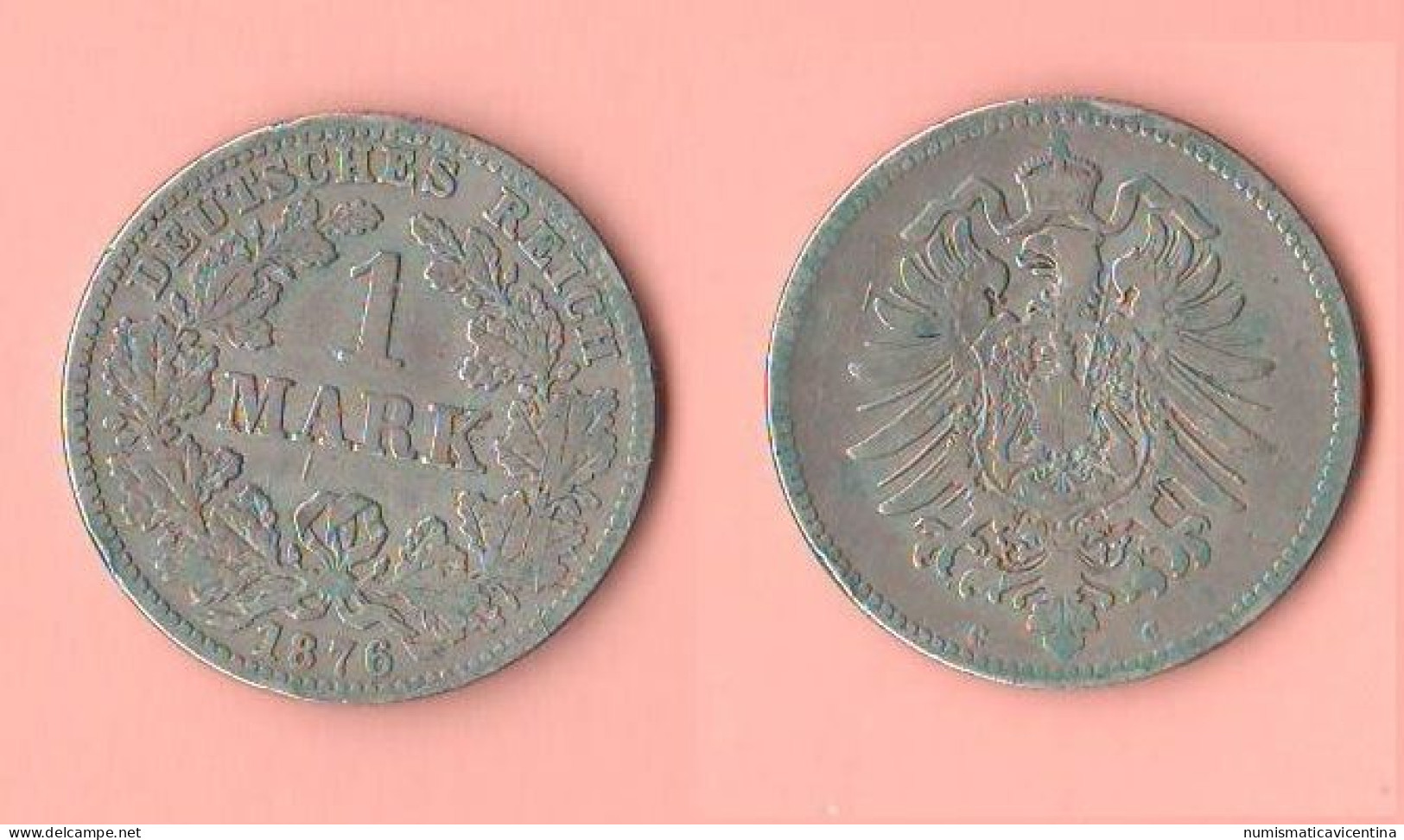 Germania 1 Mark 1876 C Frankfurt Mint Deutschland - 1 Mark