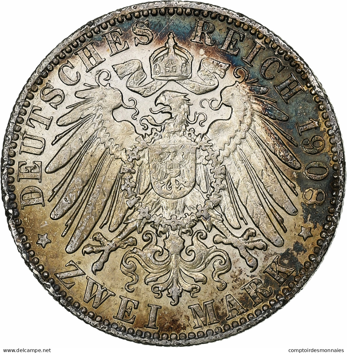 Etats Allemands, HAMBURG, 2 Mark, 1908, Hamburg, Argent, TTB, KM:612 - Sonstige & Ohne Zuordnung