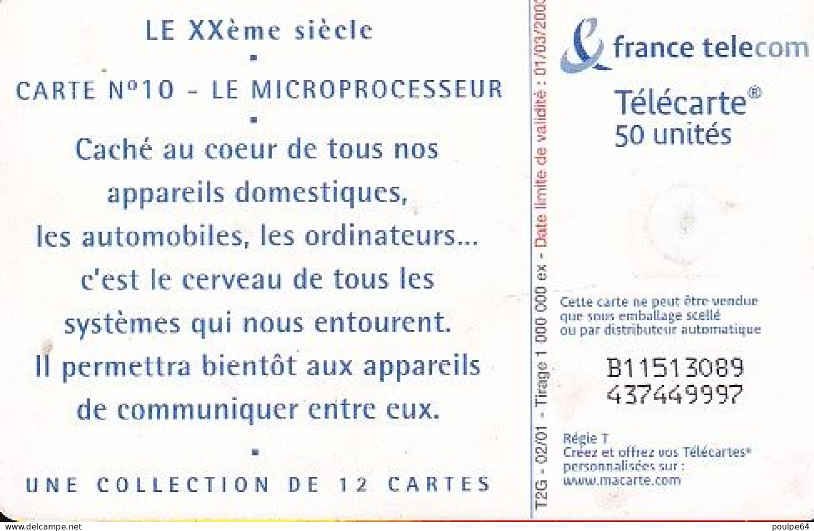 F1127  02/2001 - XXe SIÈCLE " Microprocesseur " - 50 GEM2 - 2001