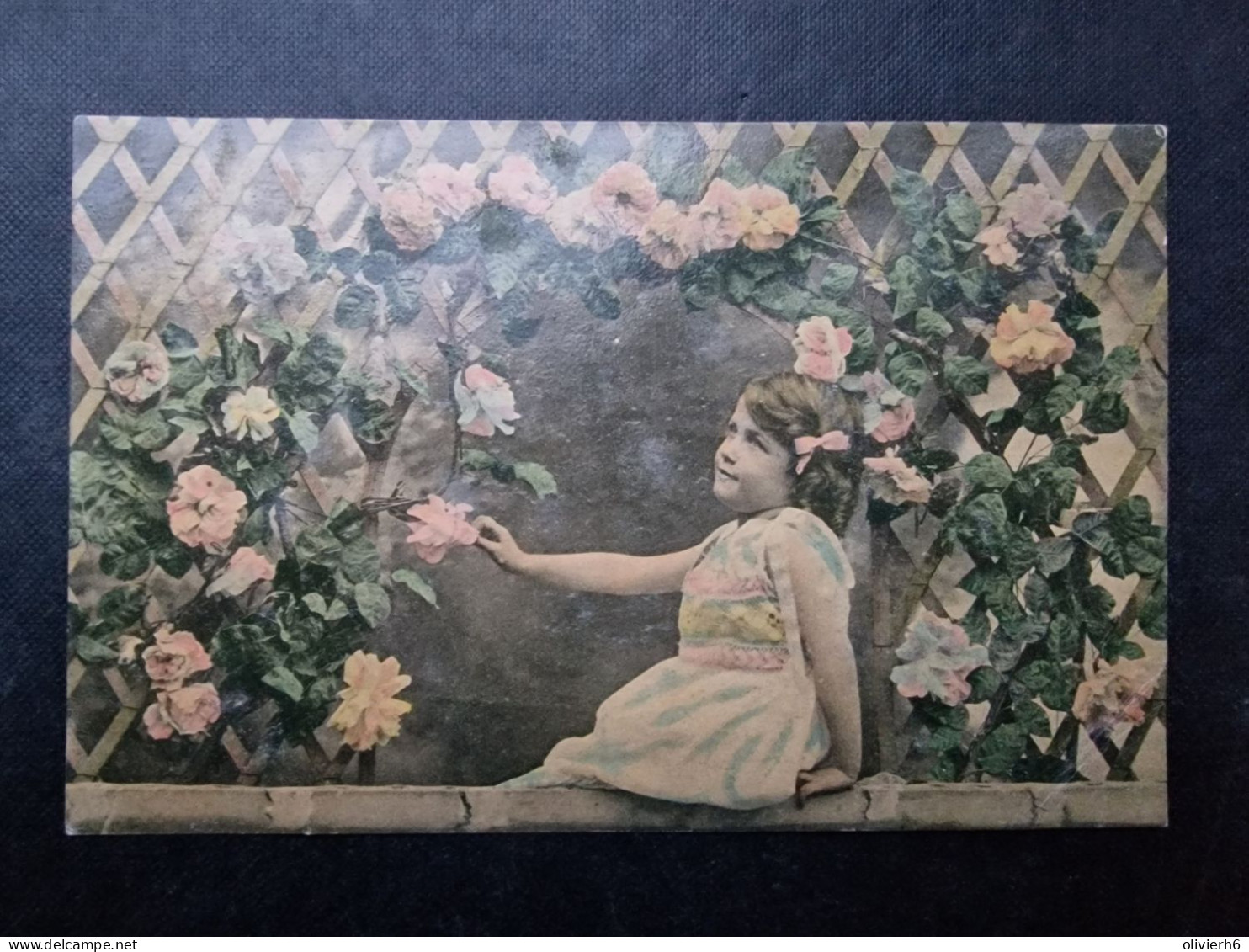 SERIE 6 CP FANTAISIE (V1917) JEUNE FILLE - ROSE - FLEURS (8 Vues) Circulée En 1908 - Sammlungen & Sammellose