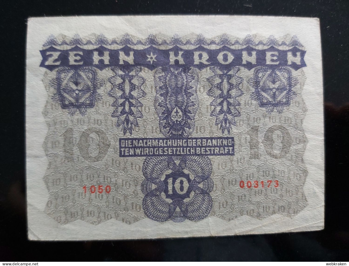 GERMANY BANCONOTA DA 10 CORONE 10 KRONEN 1922 COME DA FOTO - Andere & Zonder Classificatie