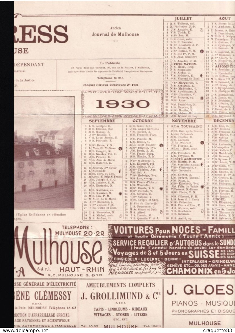 1930 -L'EXPRESS DE MULHOUSE -ORGANE REPUBLICAIN INDEPENDANT- 118e Année- Cartonné - Groot Formaat: 1921-40