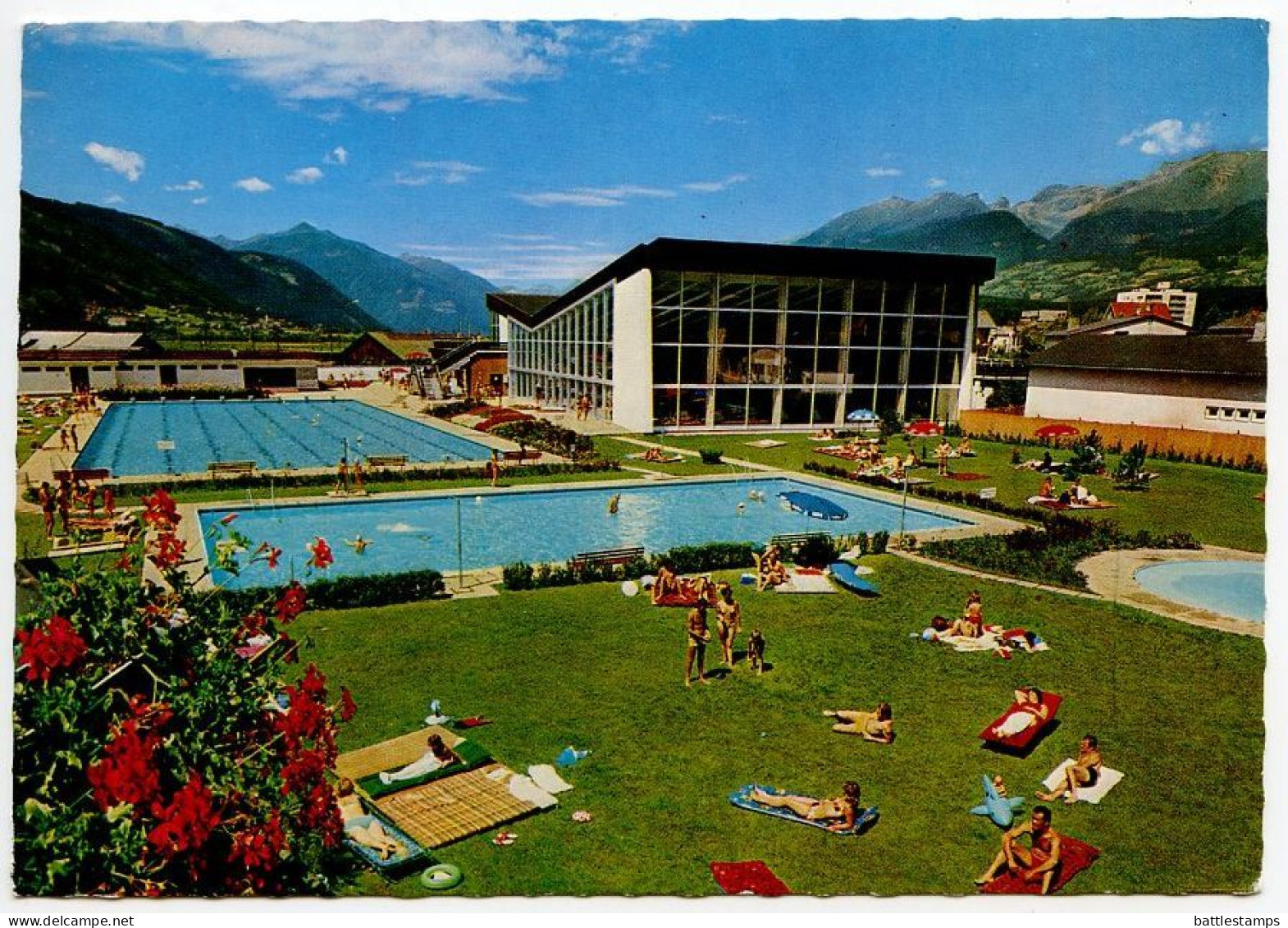 Austria 1976 Postcard Ozon-Hallenbad Spittal / Drau - Swimming Pools; 4s. Almsee Stamp: Seeboden Slogan Cancel - Spittal An Der Drau