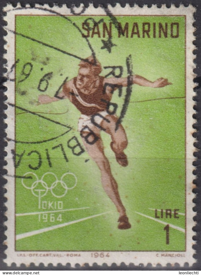 1964 San Marino ° Mi:SM 802, Sn:SM 582, Yt:SM 615, Running, Summer Olympic Games 1964 - Tokyo (I) - Gebruikt