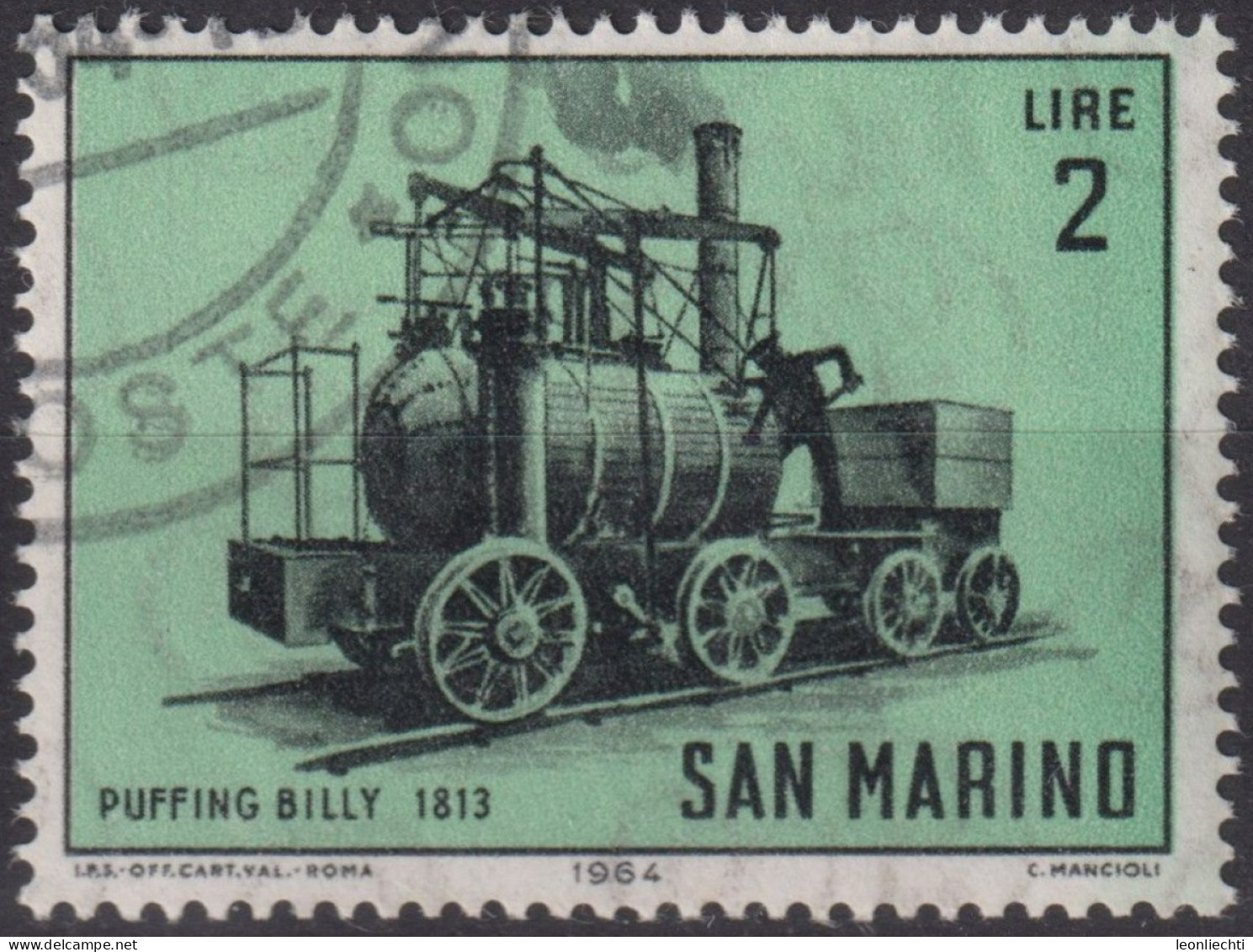 1964 San Marino ° Mi:SM 815, Sn:SM 595, Yt:SM 628, Puffing Billy (1813-14) - Gebraucht