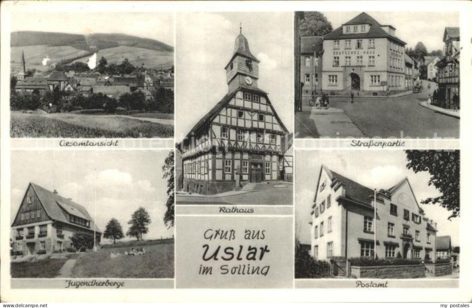 72332891 Uslar Solling Strassenpartie Rathaus Postamt Jugendherberge  Uslar - Uslar