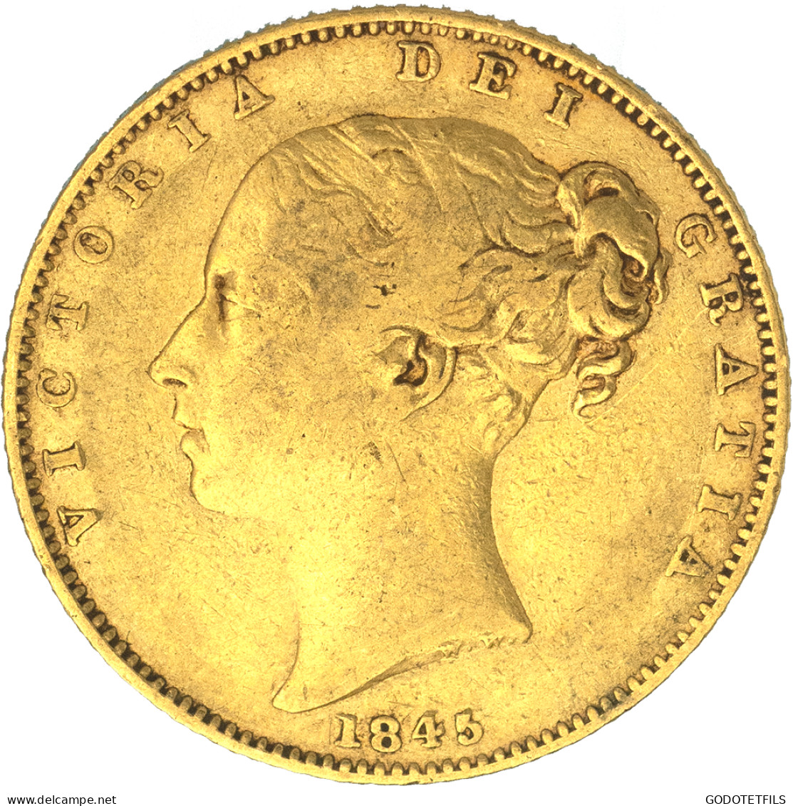 Royaume-Uni-Souverain Victoria  1845 Londres - 1 Sovereign