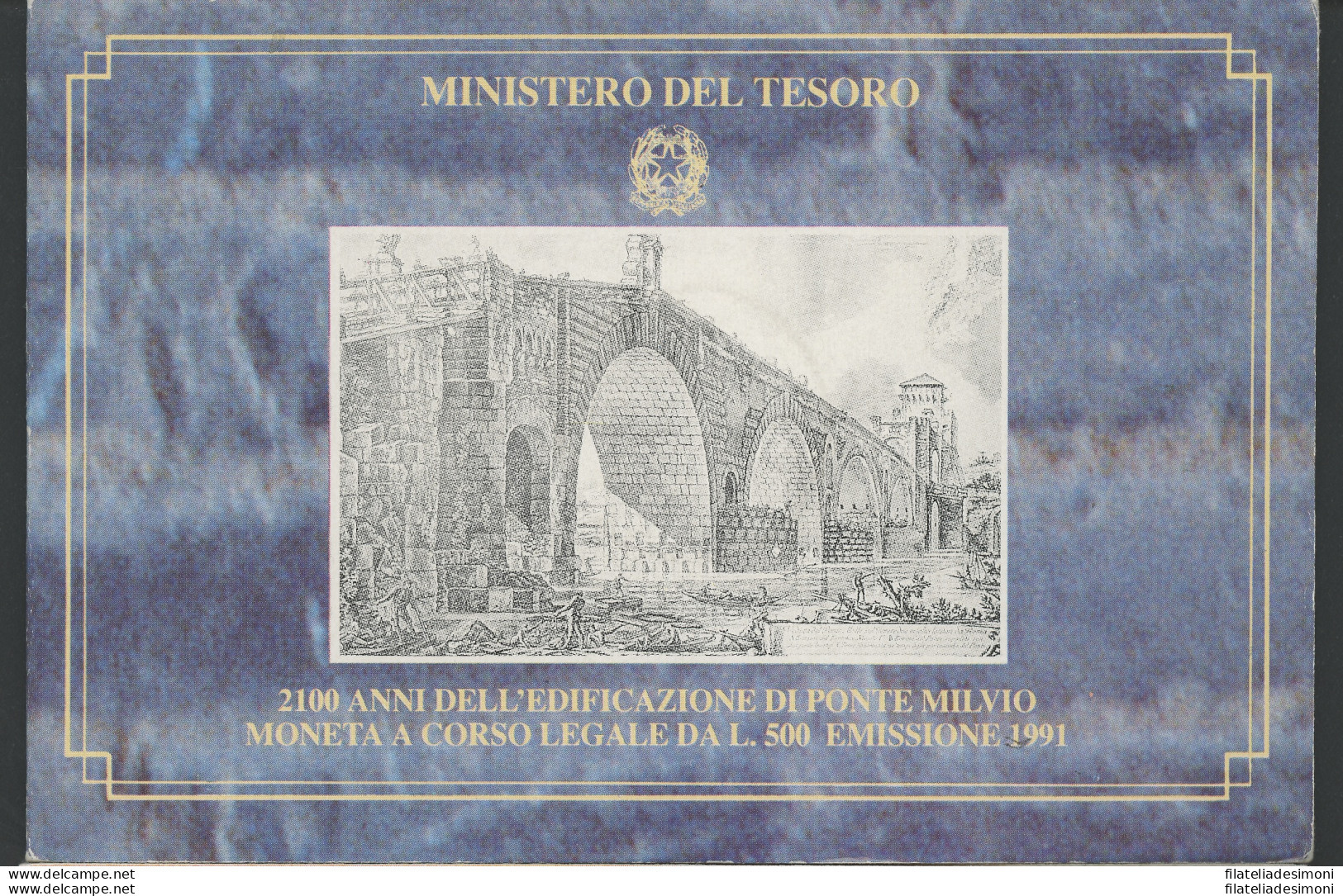 1991 Italia - Repubblica Italiana - 500 Lire Commemorative Ponte Milvio - (2100 Anni Costruzione Ponte Milvio ) Cartonci - 500 Lire