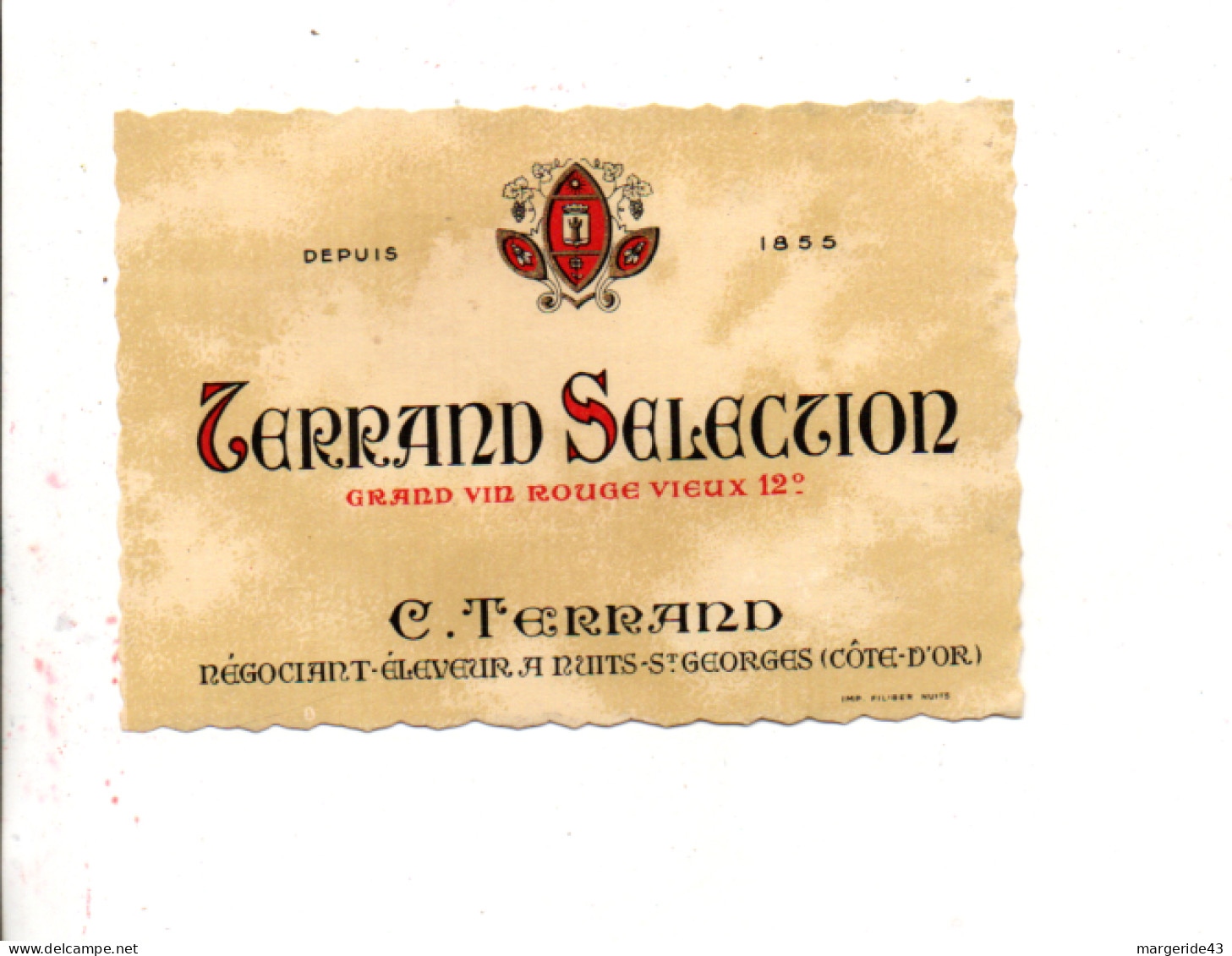 ETIQUETTE TERRAND SELECTION NUITS SAINT GEORGES - Beaujolais