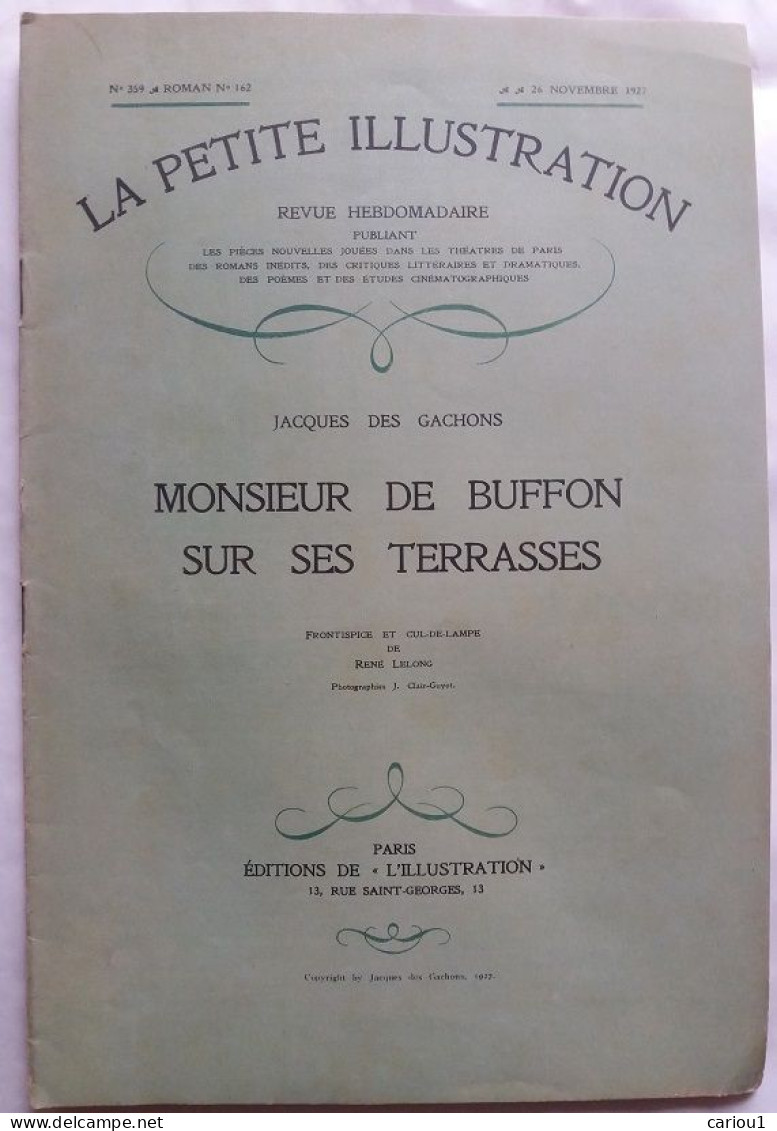 C1 Des Gachons MONSIEUR DE BUFFON SUR SES TERRASSES Illustration MONTBARD 1927 PORT INCLUS France - Bourgogne