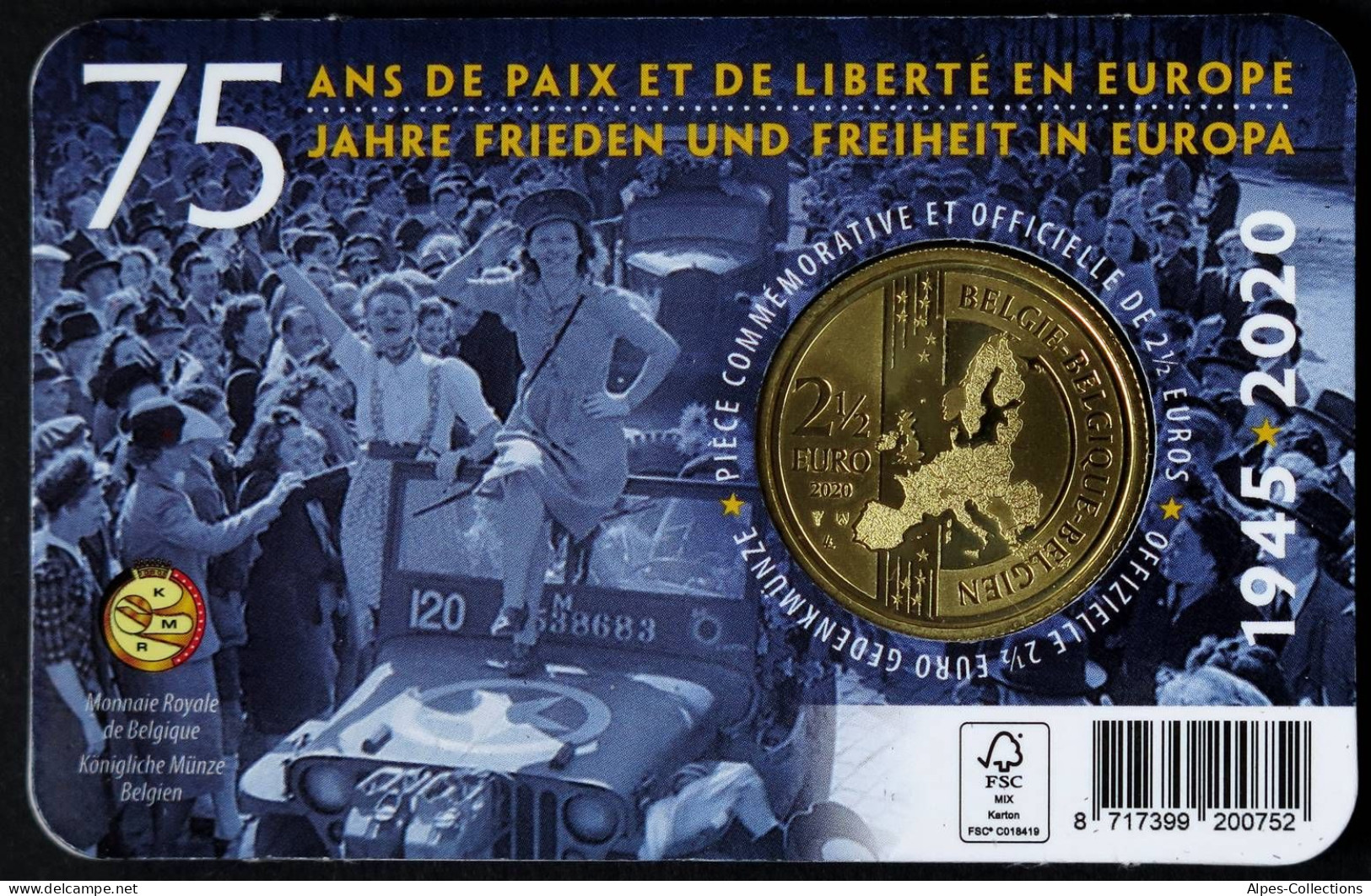 BEX00220.2 - COINCARD BELGIQUE - 2020 - 2,5 Euros 75 Ans Paix Et De Liberté - N - België