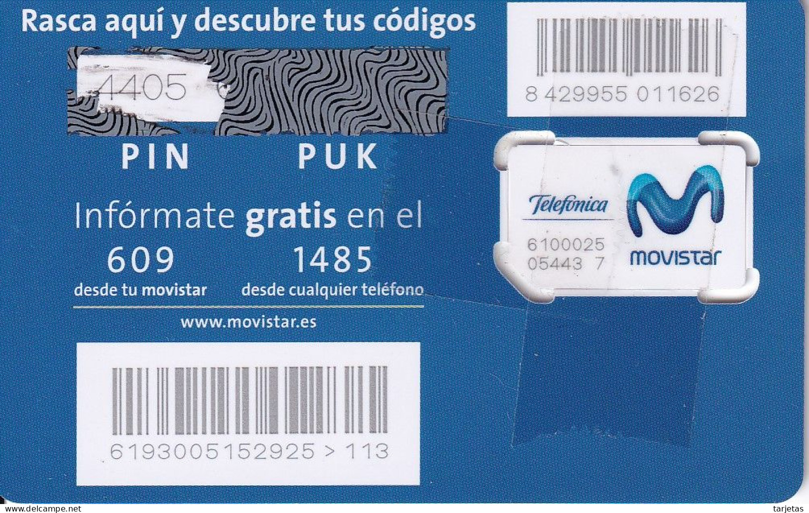 TARJETA GSM DE MOVISTAR DE CONTRATO 128 KB - SIM ( Con Celo Detrás) - Telefonica