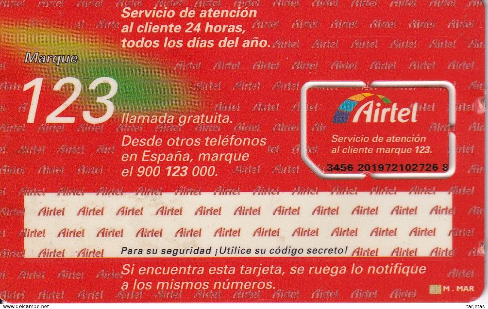 A-021 TARJETA DE AIRTEL CONTINUA (MUY RARA) - Airtel