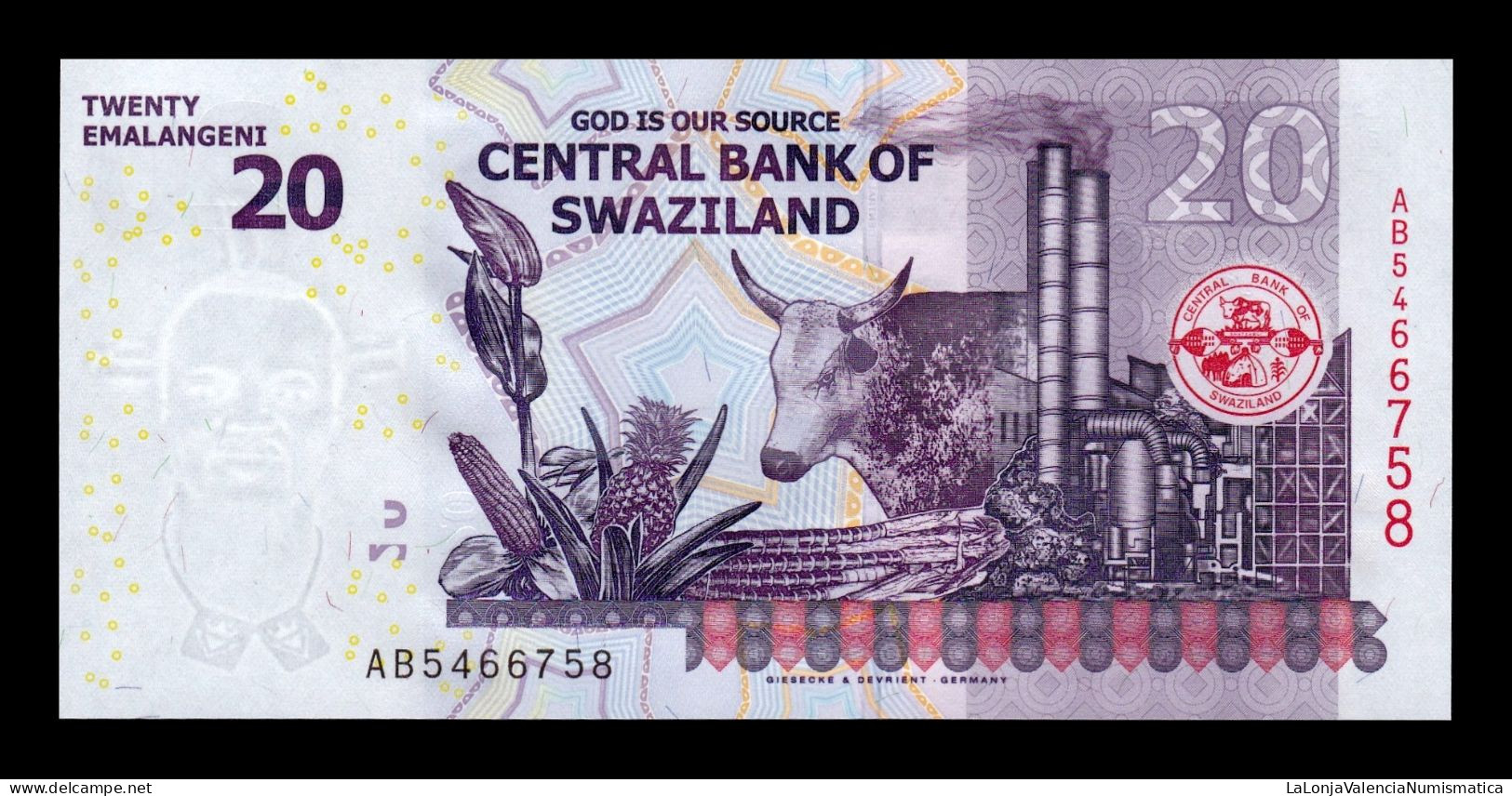 Suazilandia Swaziland 20 Emalangeni 2017 Pick 37c Sc Unc - Swaziland