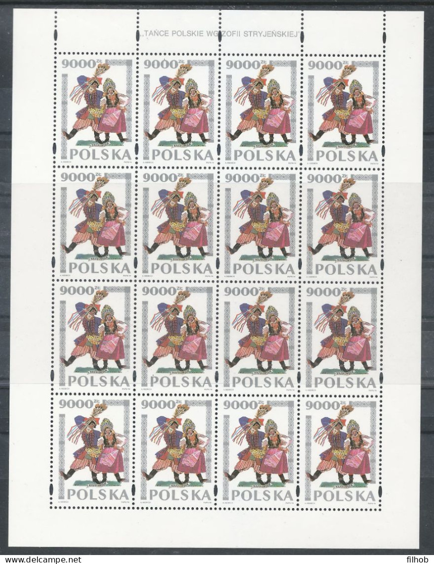 Poland Stamps MNH ZC.3344 Ark B1: Polish Dances Z. Stryjenska (sheet)(error B1) - Ongebruikt