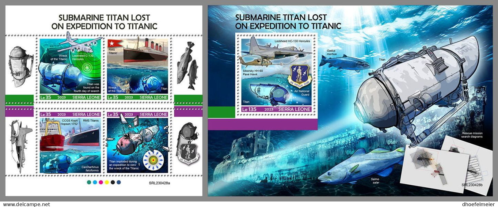 SIERRA LEONE 2023 MNH Submarine U-Boote Titanic M/S+S/S – IMPERFORATED – DHQ2407 - Sous-marins