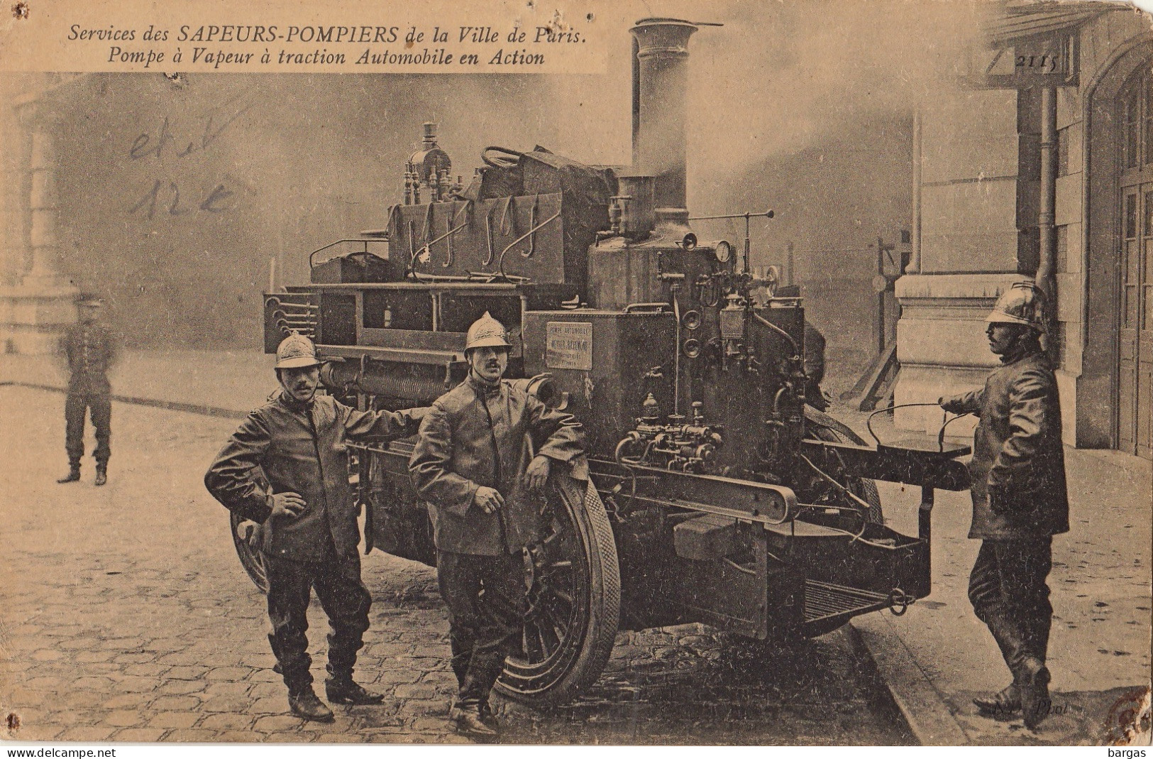 Services Des Sapeurs Pompiers De La Ville De Paris Pompe à Vapeur à Traction Automobile En Action - Sapeurs-Pompiers