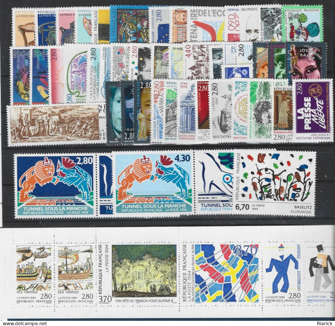 FRANCE ANNEE COMPLETE 1994 MNH Neuf ** - SAUF 2909/10 & 2916 - 1990-1999