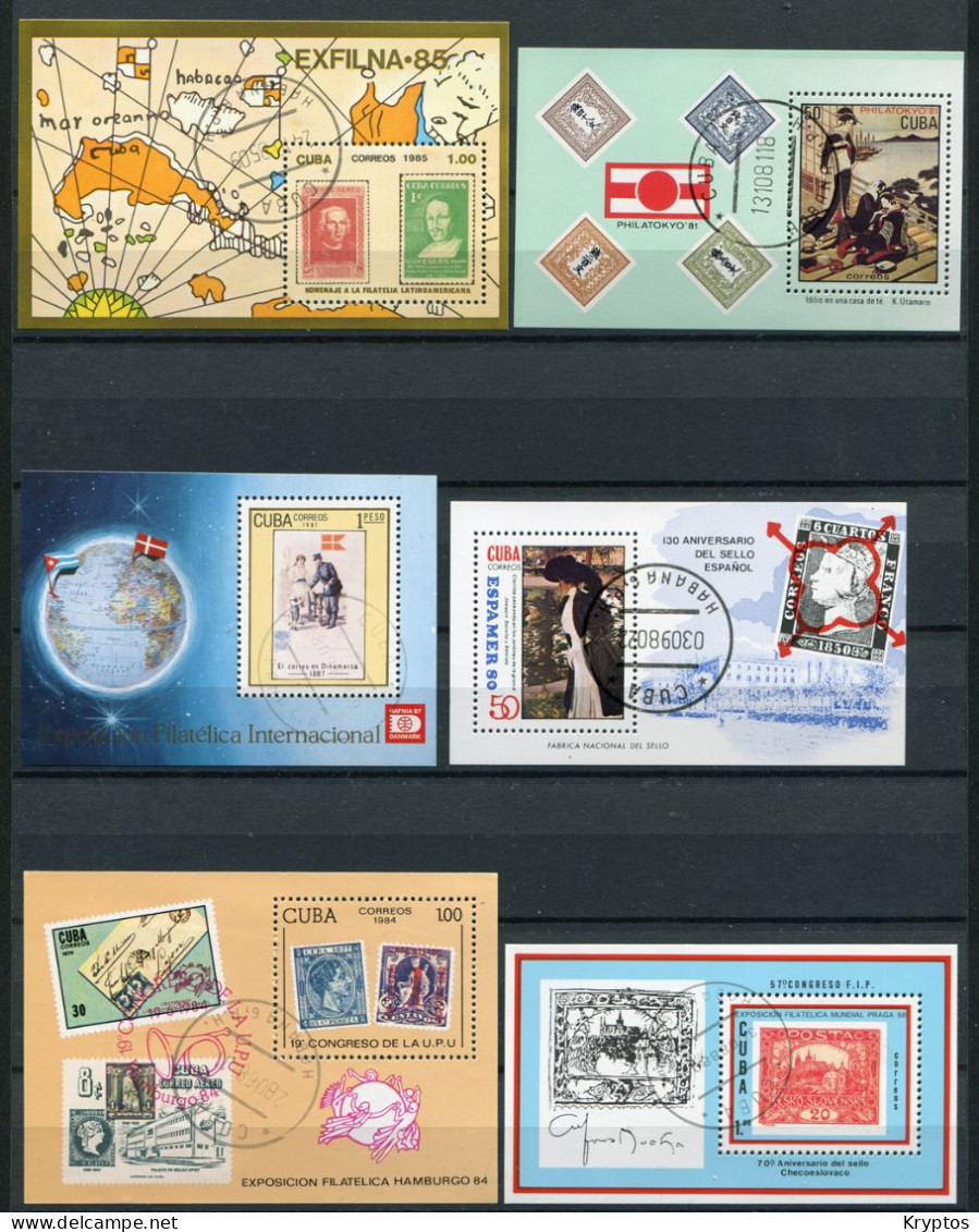 Cuba.  6 Blocks. All "Stamp Exhibitions" - All USED - Blocs-feuillets