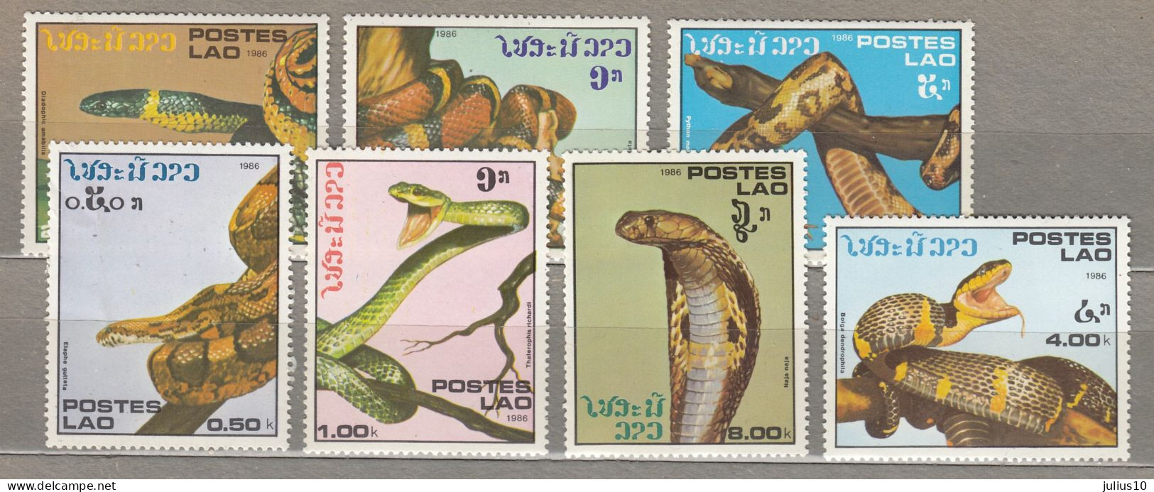 LAOS 1986 Reptiles Snakes Mi 929-935 MNH(**) #Fauna350-2 - Schlangen