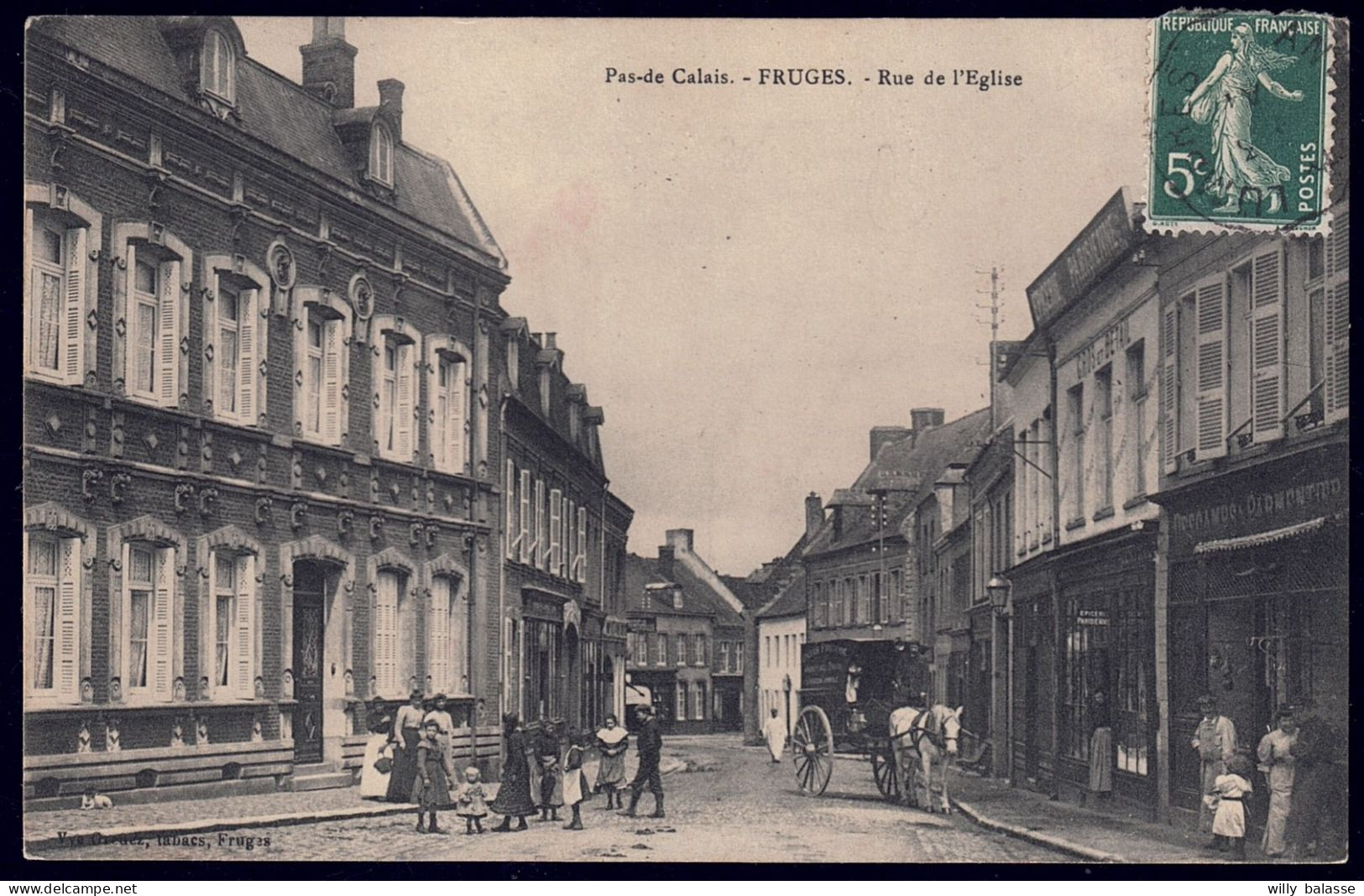 +++ CPA - France 62 - FRUGES - Rue De L'Eglise - Attelage // - Fruges