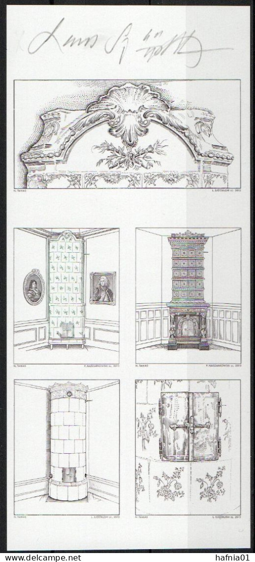 Lars Sjööblom. Sweden 2013. Tiled Stoves. Michel 2966-2970 Blackprint. Signed. - Essais & Réimpressions