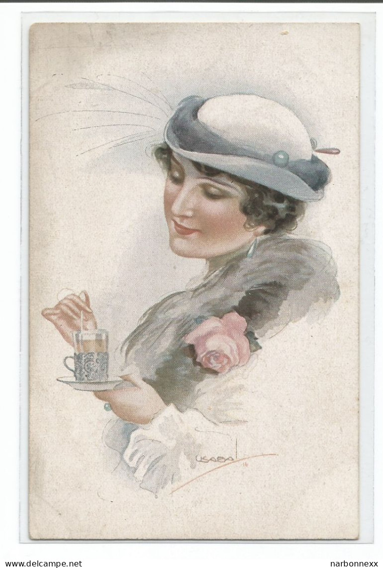 Usabal - 315/2 Belle Carte. Femme Avec Tasse - Usabal