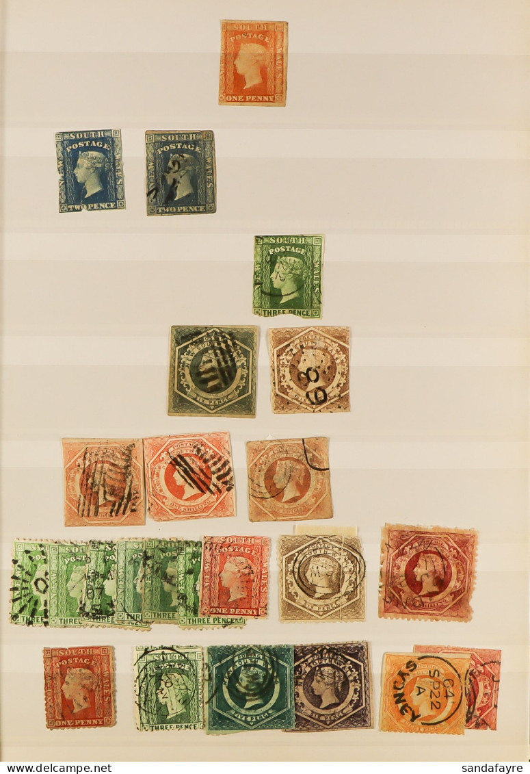 OLD ASSORTMENT Of Used Stamps From NSW, Queensland, Sth Australia, Tasmania, Victoria & Western Australia, In A Small St - Other & Unclassified