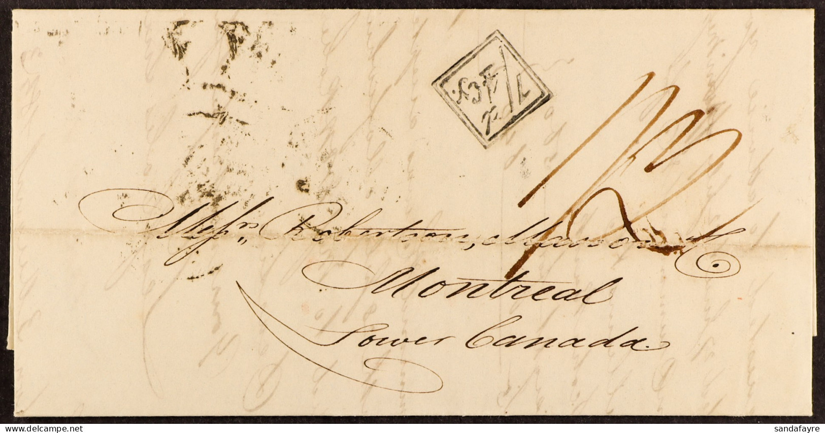 1843 (18th Nov) Entire Letter From London To Montreal, Lower Canada, Carried Unpaid Out Of Liverpool By Cunard Line â€˜A - Autres & Non Classés