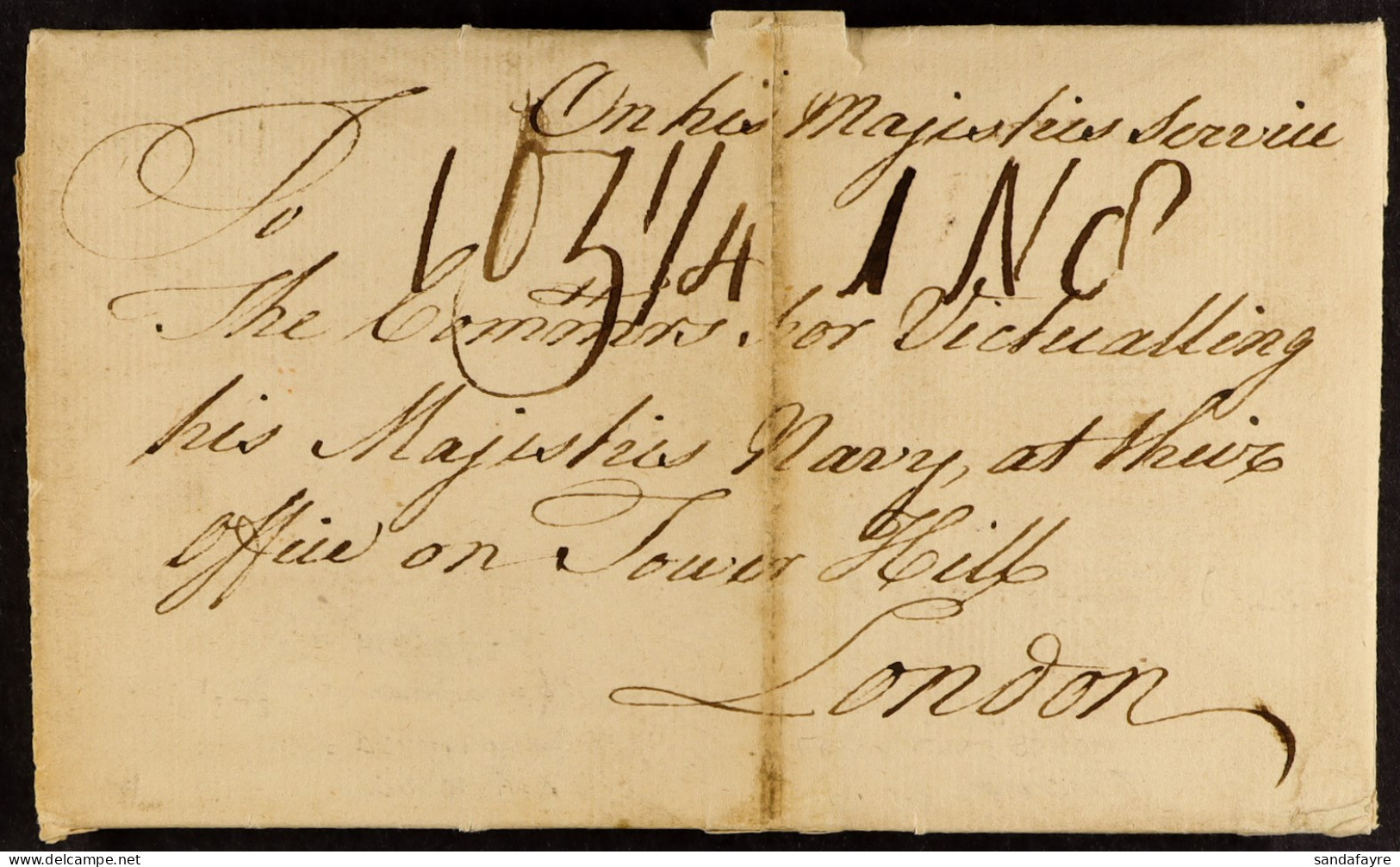 1756 (1 Jun) EL From Hamoze (estuary Of The Tamar, Devonport Dockyard) To 'The Commissioners Of Victualling His Majestie - Falkland Islands